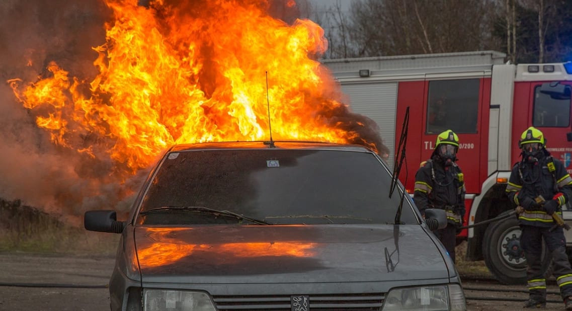 car on fire