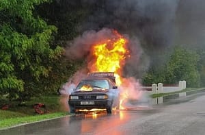 car burning